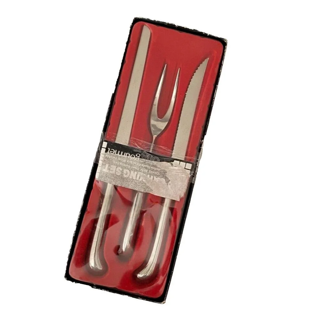 Pistol Grip Carving Set‎ 3pc ESTIA Stainless Steel Made in Korea in Box Vintage